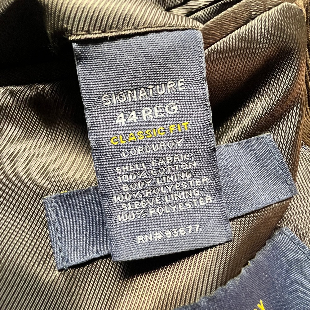 Stafford Signature Mens 44R Brown Corduroy Blazer Sportcoat Elbow Patches Jacket - Picture 12 of 16